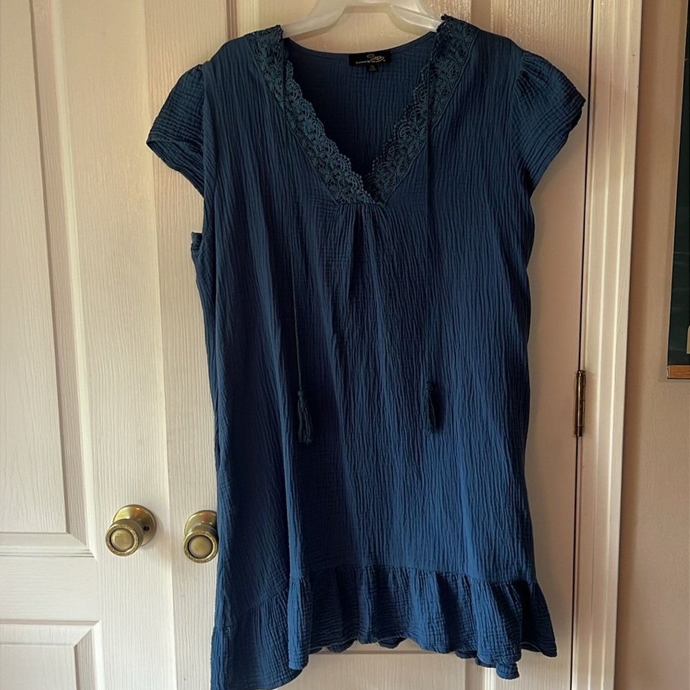 Suzanne Betro Blue Textured Dress